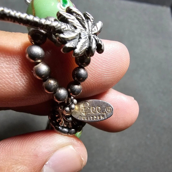 lilly pulitzer Sterling 925 Murano Glass Beaded Charm Toggle Clasp Bracelet 8" - Picture 4 of 6